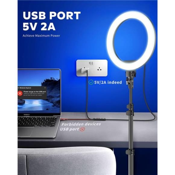 10.2" Selfie Ring Light with 65" Adjustable Tripod Stand & Phone Holder - Picture 5 of 6